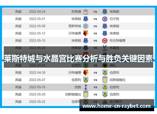 莱斯特城与水晶宫比赛分析与胜负关键因素 莱斯特城与水晶宫比赛分析与胜负关键因素
